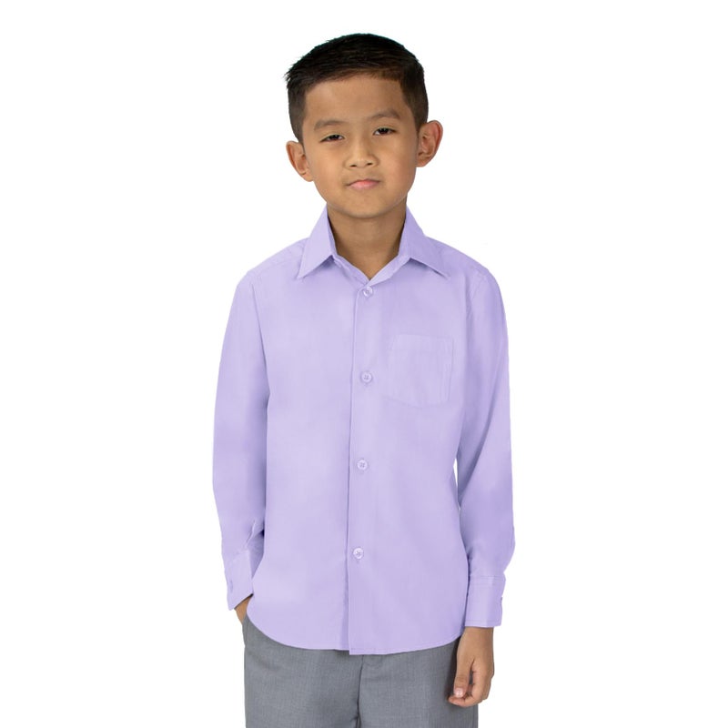 Spring Notion Big Boys' Long Sleeve Dress Shirt 14 Lilac - Image 2